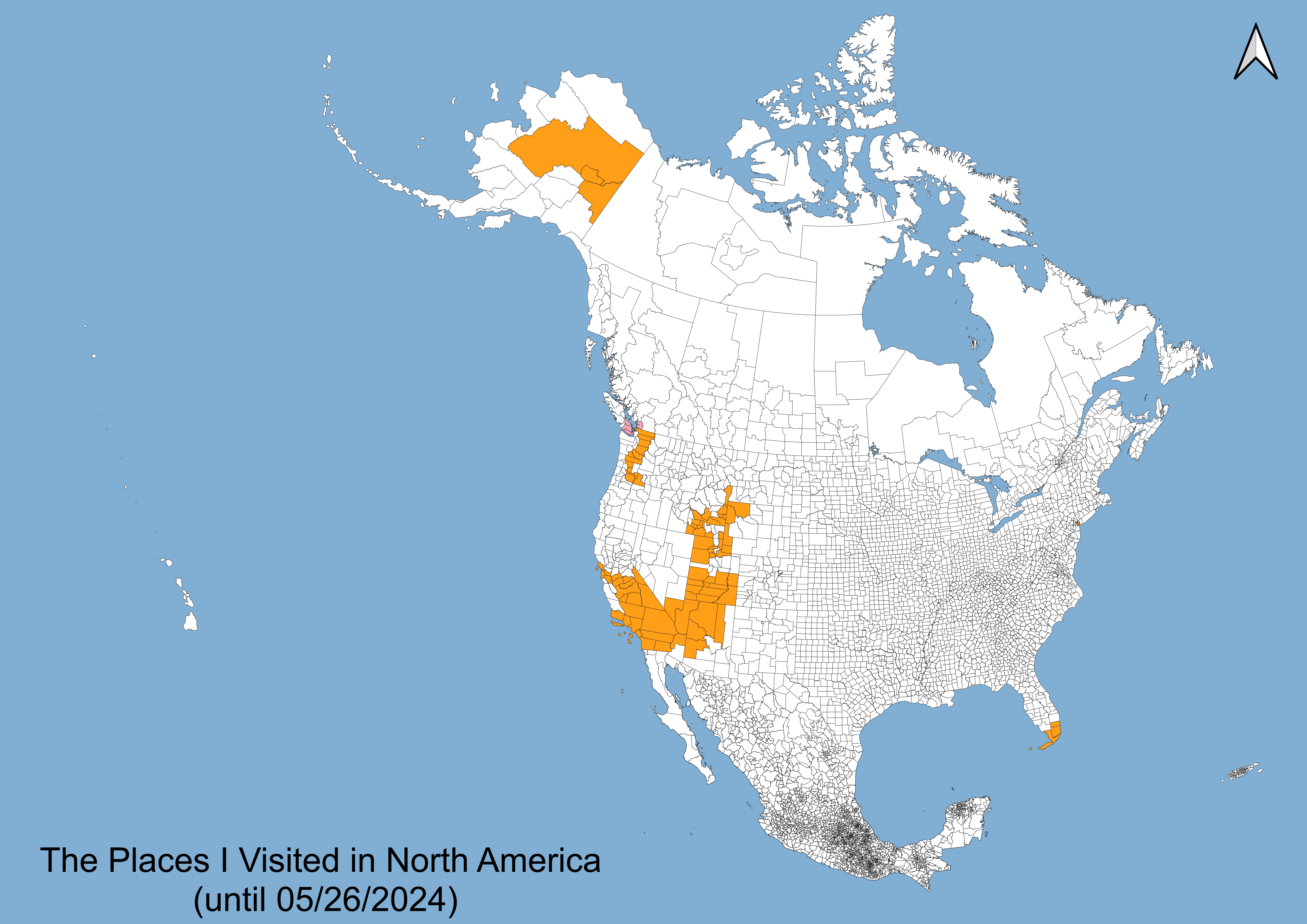 The Places I Visited in North America (until 05/26/2024)